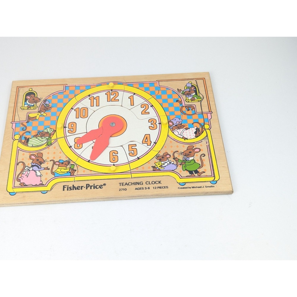 Fisher‎ Price 1980 Teaching Puzzle. Clock 12 Pieces